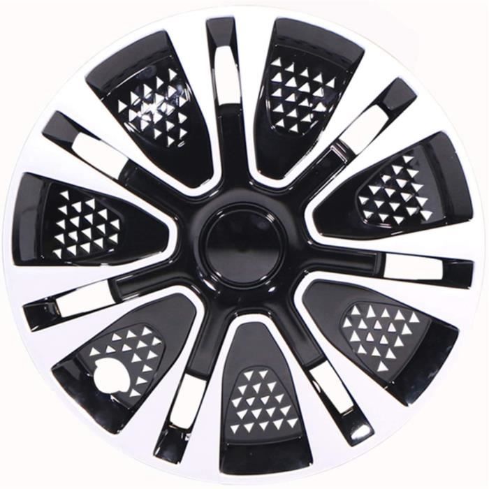 15 Pouces Enjoliveurs, Fit Universelle pour La Plupart des Véhicules, Ensemble De 4, Grille Noir Argent
