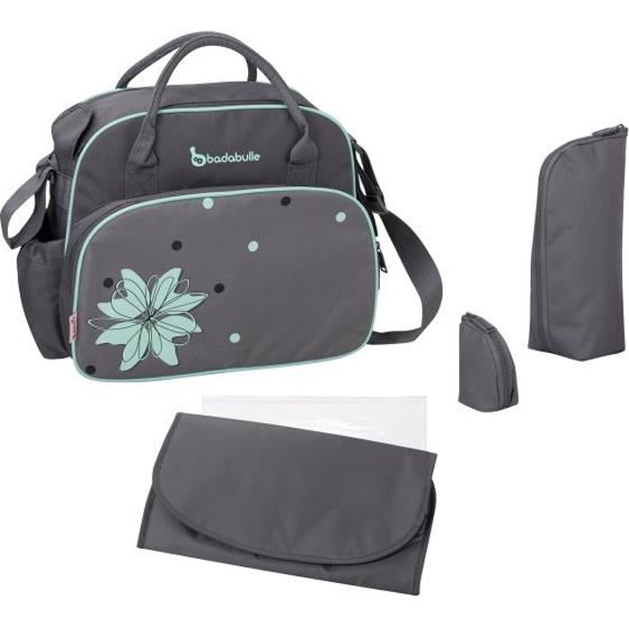 BADABULLE Sac à langer Vintage Gris Turquoise