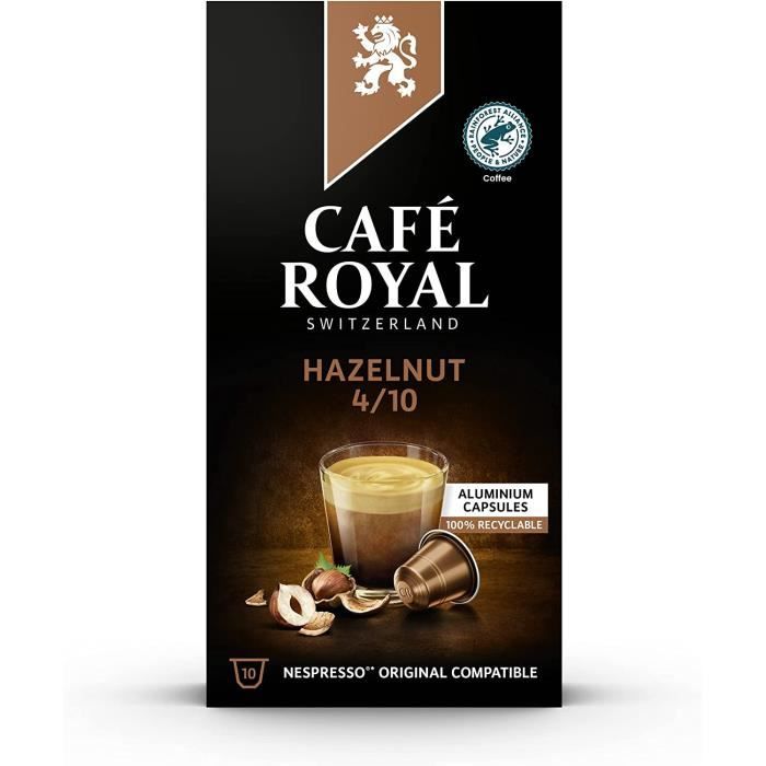 LOT DE 4 - CAFE ROYAL - Noisette n°4 Café capsules Compatibles Nespresso - boite de 10 capsules