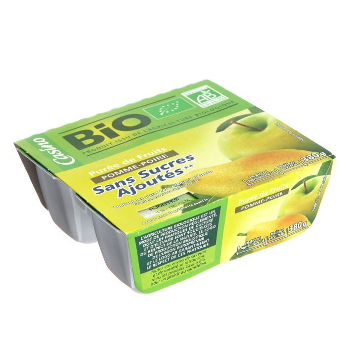 CASINO Purée Pomme Poire Bio 4x95g