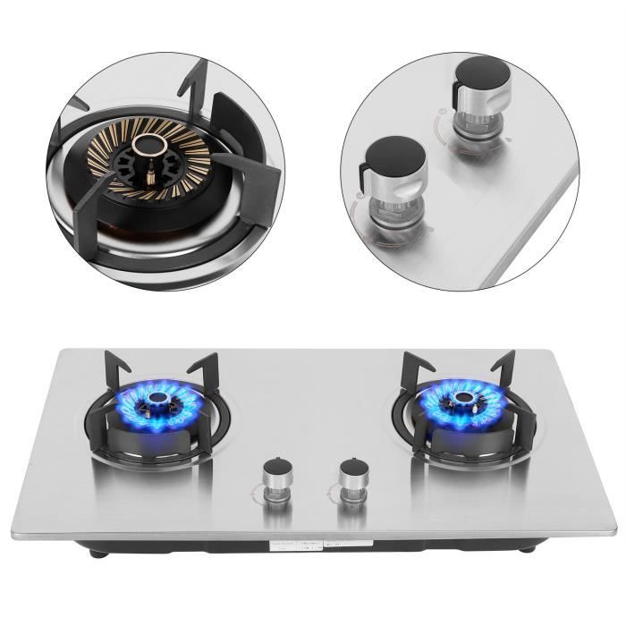 MAG® Plaque de Cuisson,Brûleur Table de Cuisson Gaz Cuisinière à gaz 2 brûleurs WOK