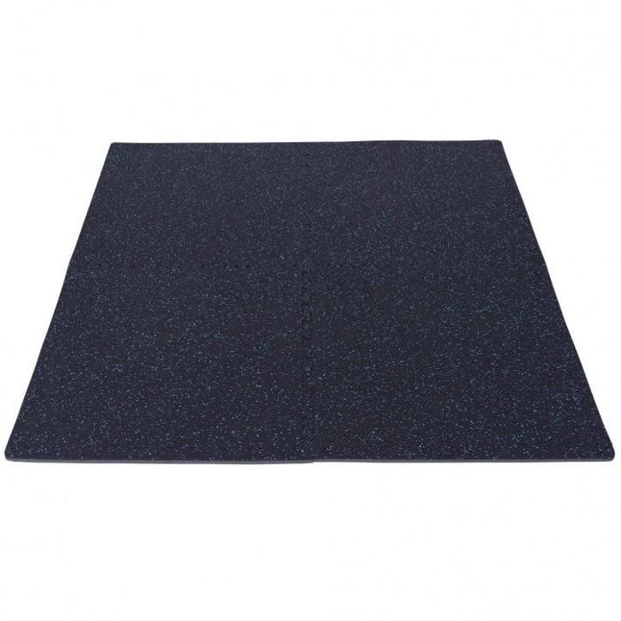 Tapis de protection en caoutchouc noir-bleu - 4 dalles + 8 embouts de finition