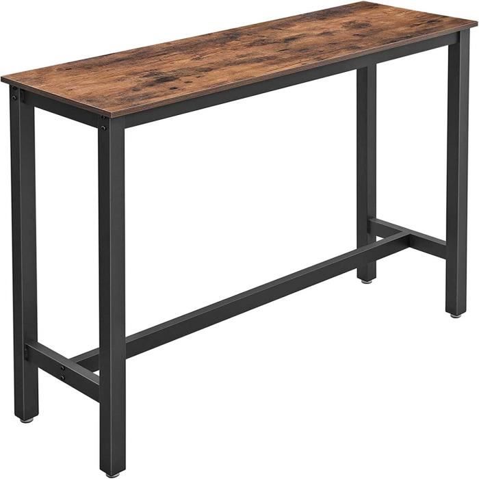 Table haute repas -Welcome- - 120 x 40 x 100 cm - Marron rustique-noir