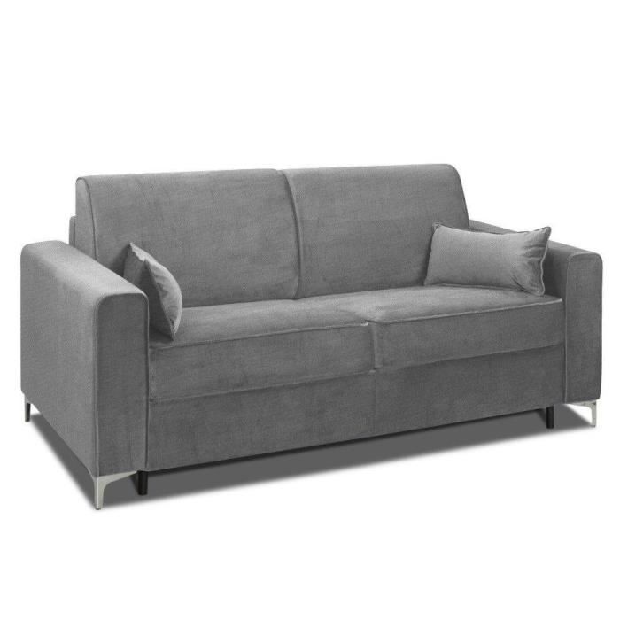 Canapé convertible express JACKSON 120cm comfort BULTEX® 14cm sommier lattes RENATONISI tweed gris silex gris Microfibre Inside75
