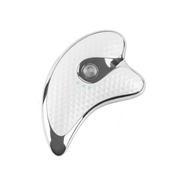 Planche à racler à micro-courant, grattage de chauffage par vibration électrique, massage facial, visage amincissant-WHITE