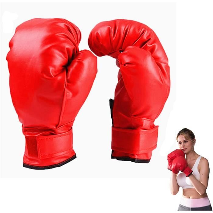 Gants de Boxe, Niveau Professionnel Kickboxing Combat Sparring Muay Thai Gants dentraînement pour Hommes et Femmes,rouge