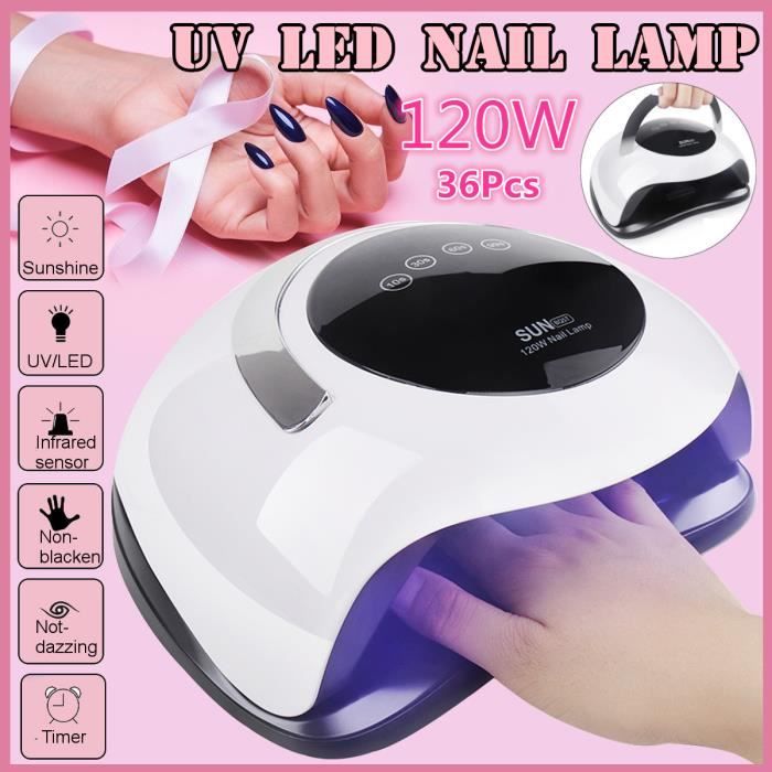 120W Lampe UV Sèche-ongles Vitesse Rapide Gel Lumière Lampe à Ongles LED avec Minuterie et Capteur Intelligent 36 LED