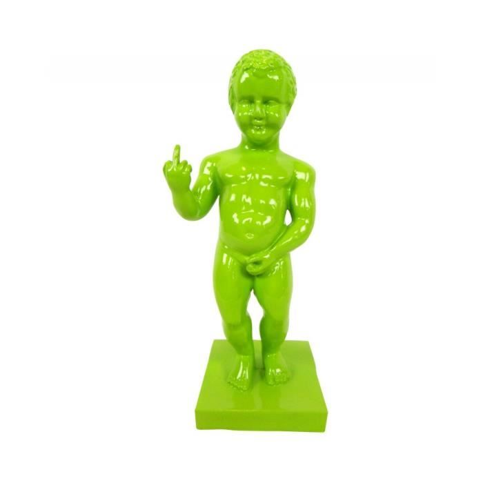 Statue en résine verte le célèbre Manneken-Pis doigt d'honneur 35 cm H 35 cm L 14 cm l 11 cm Vert Pomme