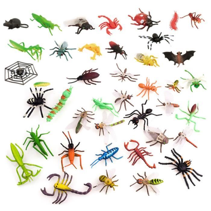 39 pièces modèles d'insectes en plastique durables simulés jouets accessoires de farce animaux pour la fête ANIMAL VIRTUEL