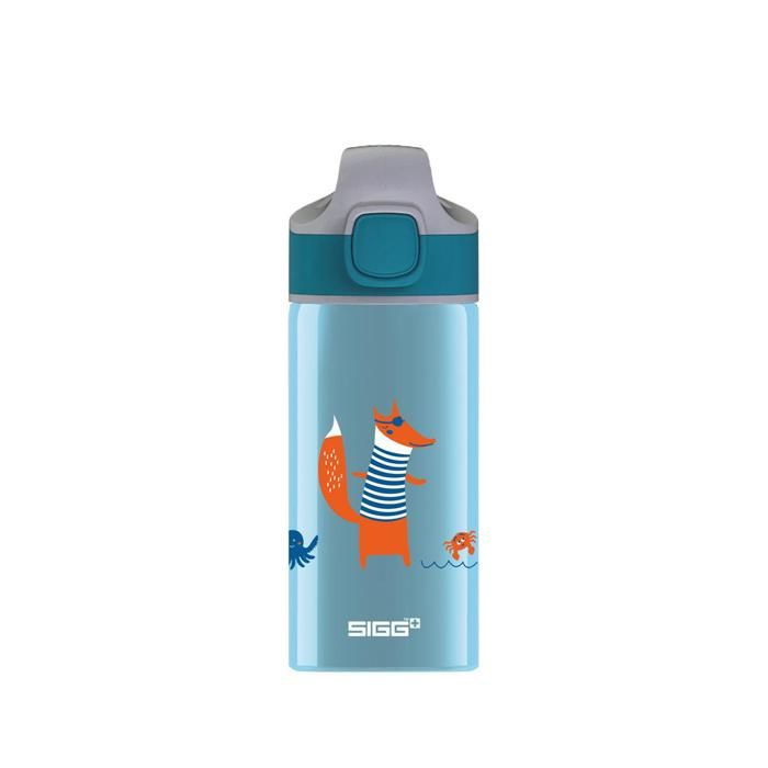 Gourde pour enfant en aluminium, Renard, 0,4L Bleu 19 cm x 7 cm