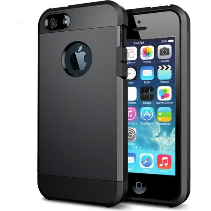 Coque Etui Antichoc Armor pour Iphone 4 4S noir Coussin d'Air