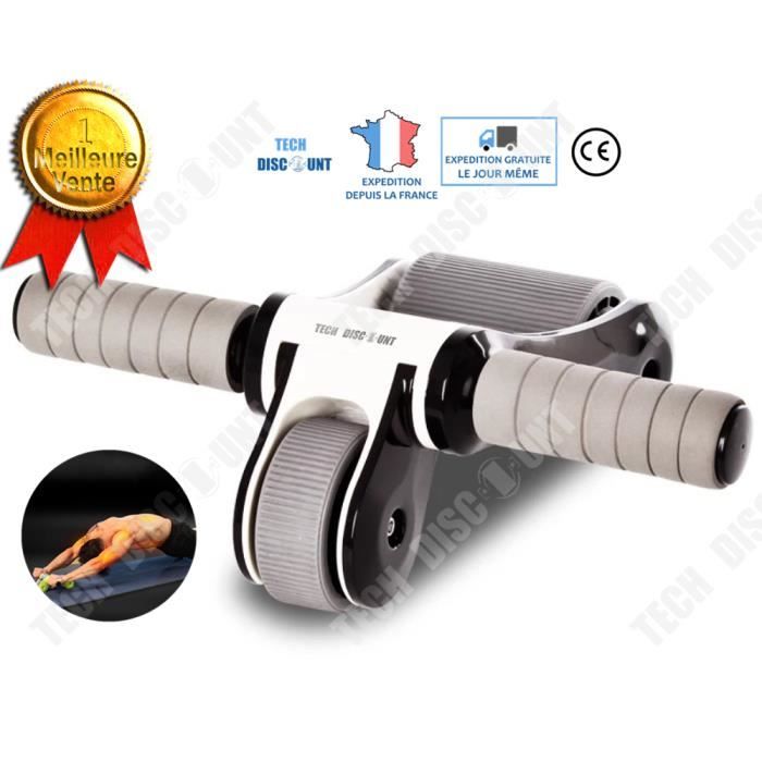TD® Roue Abdominale pliable homme femme exercice double ab wheel roller fitness roulette saine ventre rond musculation poignée suppo
