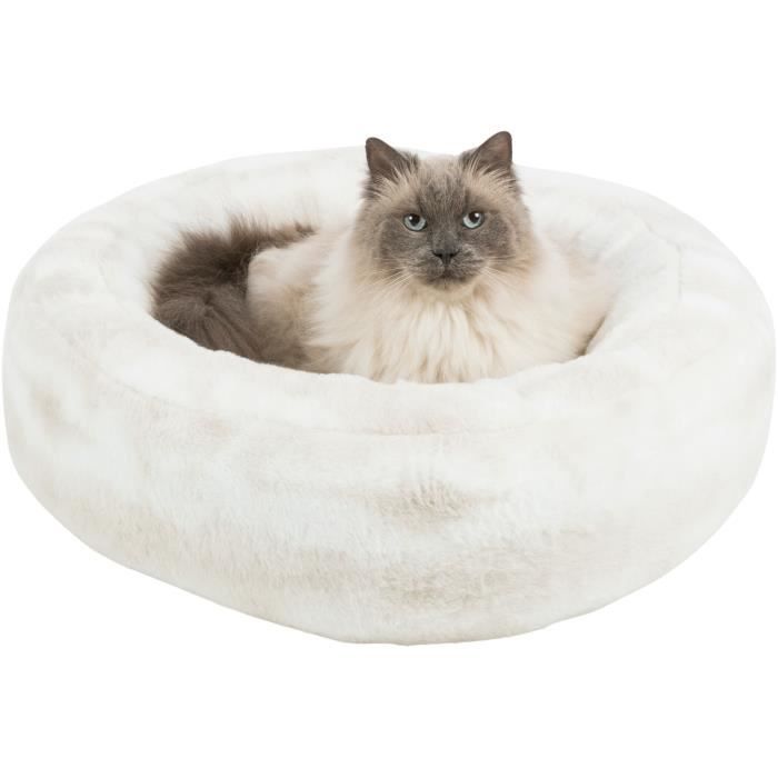 TRIXIE Lit Nelli rond - Ø 60 cm - Blanc et taupe - Pour chien