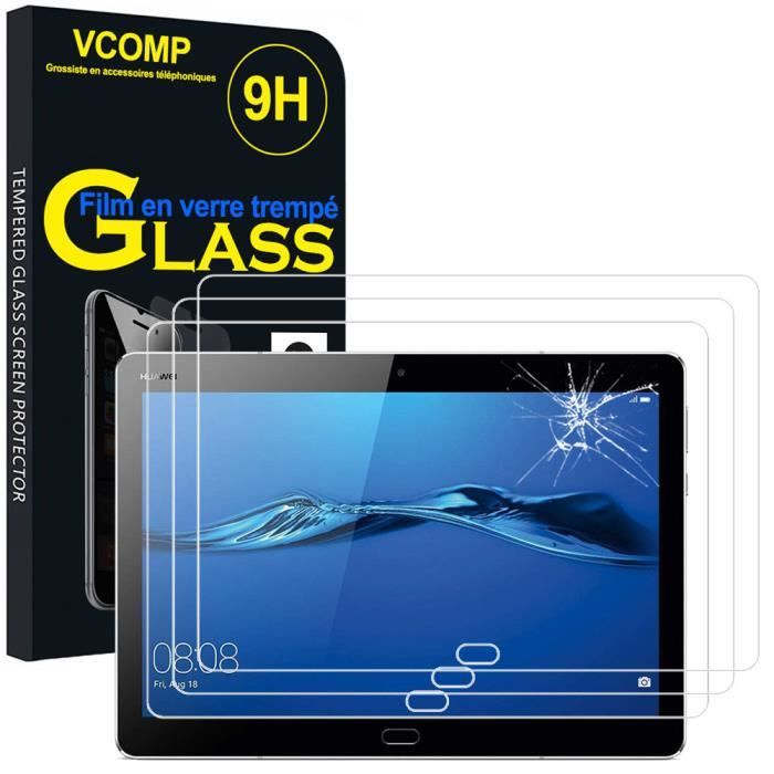 VCOMP - Pour Huawei MediaPad M3 Lite 10 (10.1-) - Lot Pack de 3 Films de protection d'écran Verre Trempé