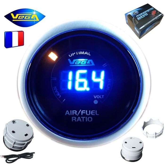 Manomètre Vega AFR 52mm - Mesure Richesse Air/essence, 7 Couleurs, Haute Précision