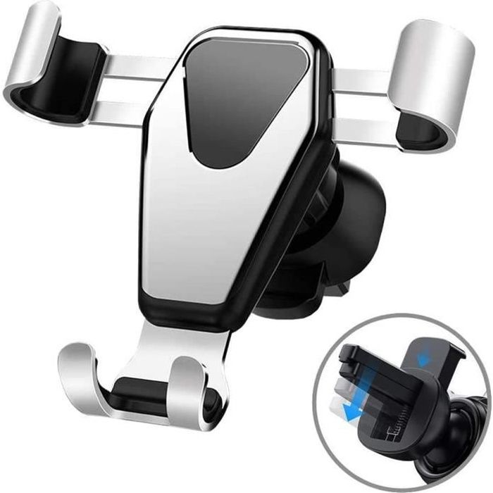 Support Téléphone Voiture Gravité Support à Grille Aération en Aluminium