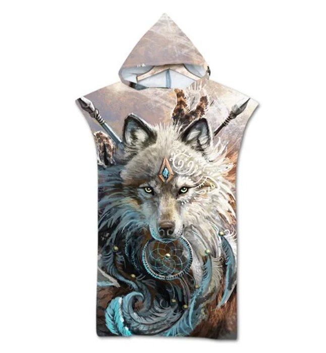 Grande Serviette De Plage FABTOP Wolf 100x200 Cm Microfibre - Séchage Rapide Motif Loup 3D - XXL
