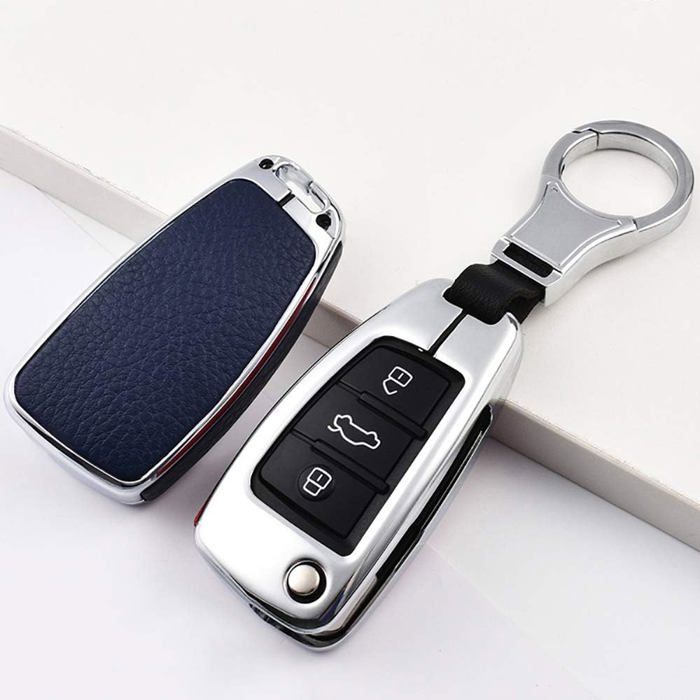 HIBEYO Custodia Protettiva Per Chiave Audi Con Strass Viola – Portachiavi In PC Per A1 A3 A4 A6 Q3 Q5 Q7 R8 TT