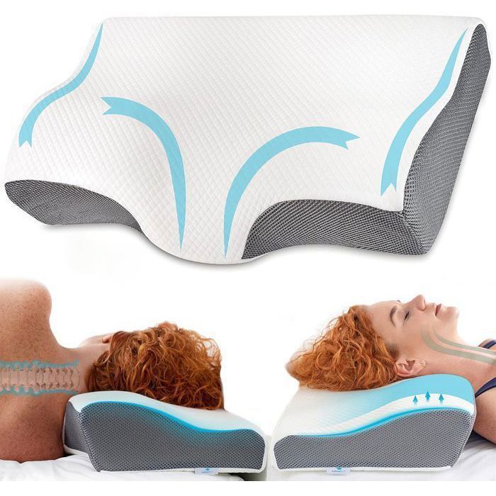 Oreiller Ergonomique Cervical Grand, 2 en 1 Oreiller Memoire Forme,Oreiller Orthopédique à Mémoire pour Dormir sur Côté et sur Dos - Maison Oreiller Ergonomique Cervical Grand, 2 en 1 Oreiller Memoire Forme,Oreiller Orthopédique à Mémoire pour Dormir sur Côté et sur Dos - Maison