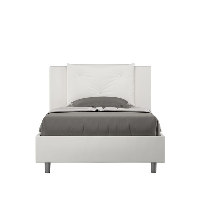 Lit 1 place et demi - Ityhome - Appia - Similicuir blanc - 120x190 cm - Sommier inclus Lit 1 place et demi - Ityhome - Appia - Similicuir blanc - 120x190 cm - Sommier inclus
