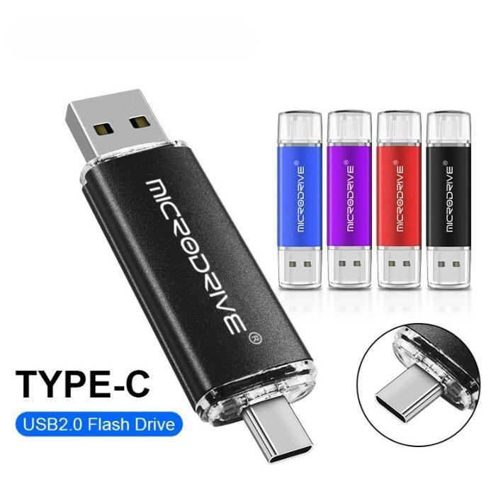 Clé USB-C ABLAZE 128 Go - Double USB 3.0 + Type-C - Compatible IPhone 16/15, Android, PC, Mac - 12