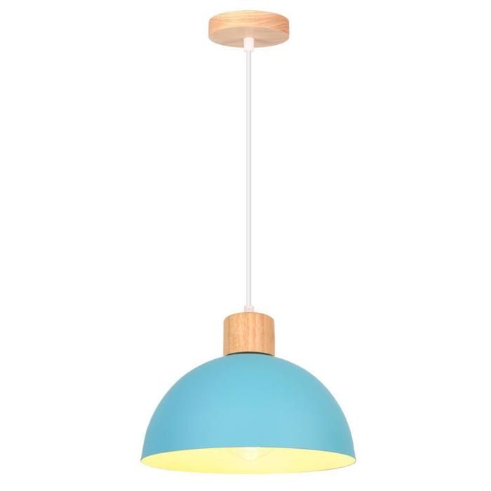 iDEGU Lampe Suspension Moderne Lustre Plafonnier Rétro en Bois Métal E27 Luminaire Industiel Design Demi - cercle Vintage Ø 25CM iDEGU Lampe Suspension Moderne Lustre Plafonnier Rétro en Bois Métal E27 Luminaire Industiel Design Demi - cercle Vintage Ø 25CM