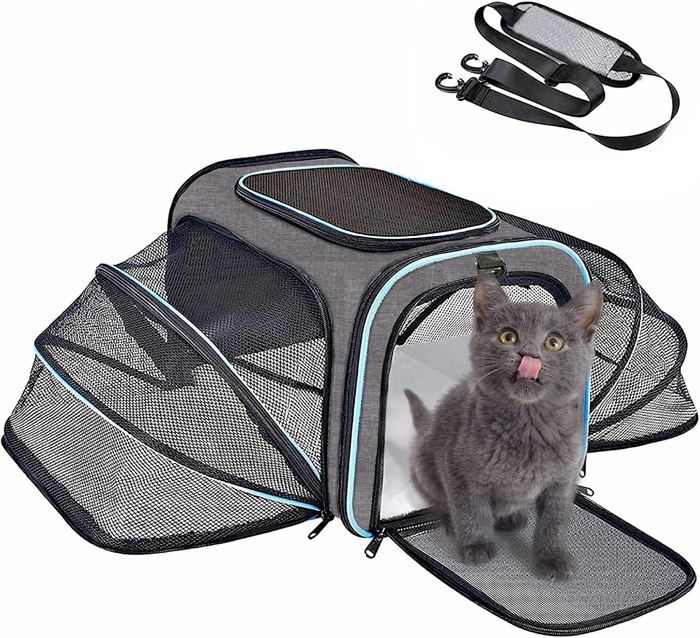 Meilleurs prix pour Sac de Transport Pliable pour Chat Chien, Sac à Main Bandoulière Démontable, 4 Côtés, Sac de Transport Chat Chien Extensible