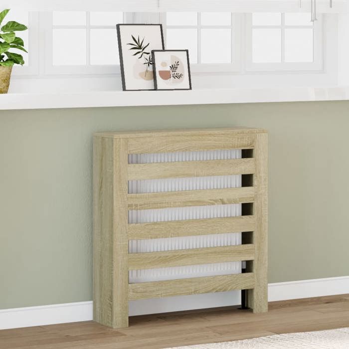 vidaXL Cache-radiateur chêne sonoma 78x20x82 cm bois dingénierie bouchon de radiateur cache-radiateur haut radiateur à 852683