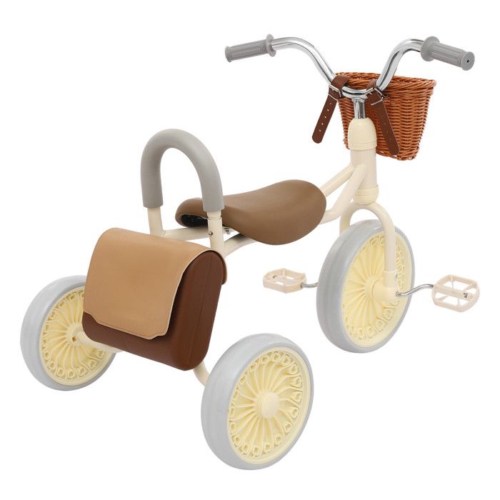 Tricycle 6 en 1 évolutif enfant 18 mois+ avec barre parentale, capote, harnais et panier - Poussette triporteur - Rose 112x50x104 cm