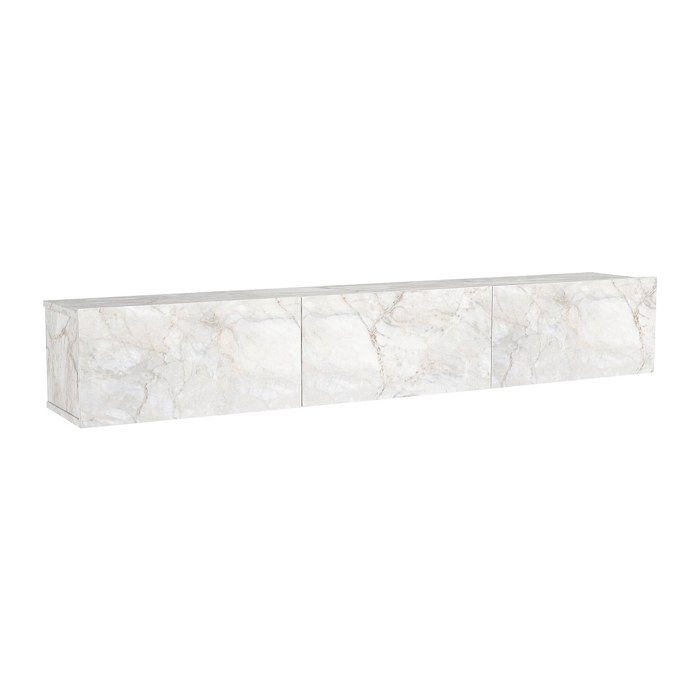 Meuble TV suspendu avec 3 portes - Effet marbre blanc - VIKILA Meuble TV suspendu avec 3 portes - Effet marbre blanc - VIKILA