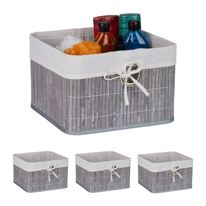 Boite 30x30 Relaxdays Boîtes De Rangement En Tissu Beige - Lot De 6 étagère Carrée