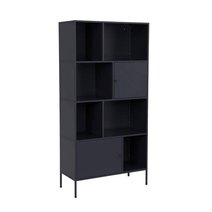 Buffet. meuble de rangement industriel métal noir 8 compartiments. L 80 x P 35 x H 160.5cm - Oklahoma
