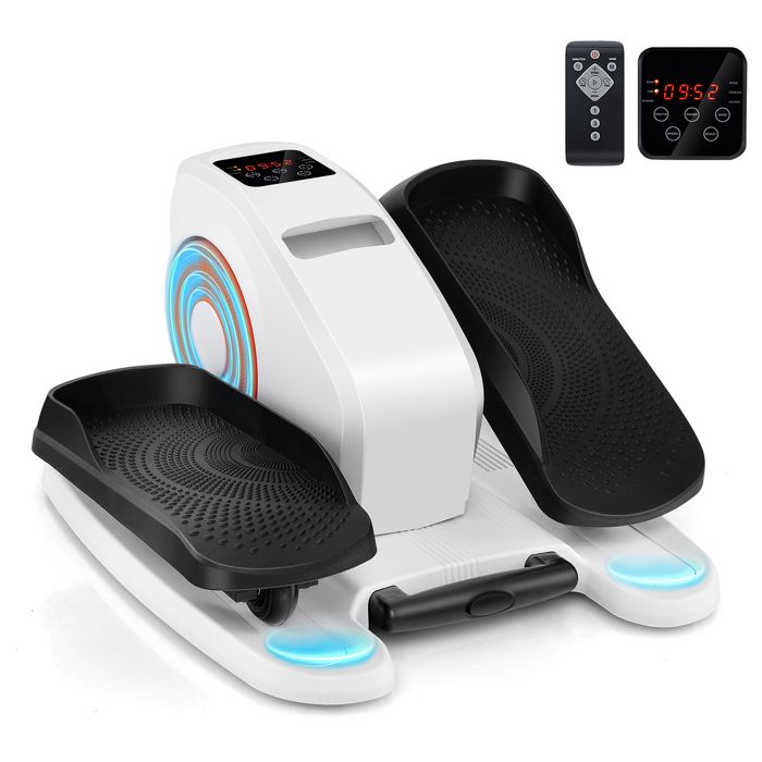 Vélo Elliptique pour Bureau COSTWAY-Ecran LCD-Télécommande Infrarouge-Modes Automatique/Manuel-Bidirectionnel-Pré-assemblée-Blanc