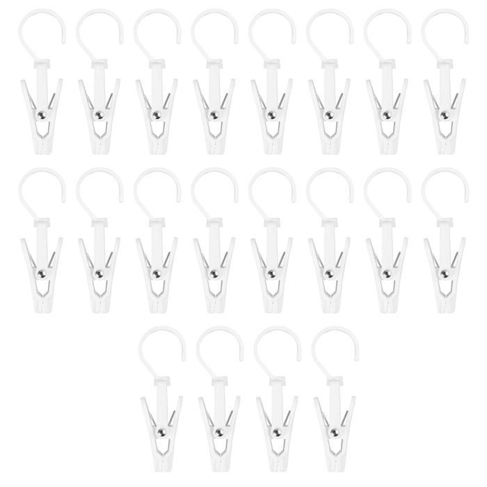 Lot de 20 pinces à linge en métal à clip simple - blanc YYV