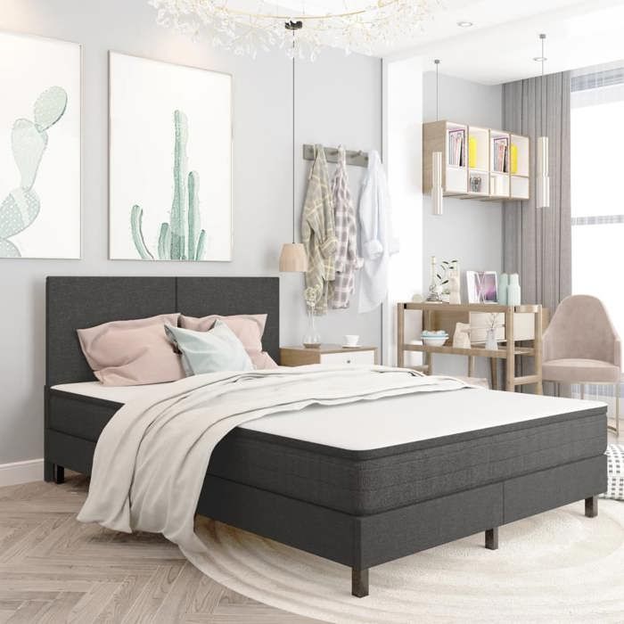 Bonne qualité - Sommier à lattes de lit sans matelas gris tissu 180x200 cm - haut de gamme -6454