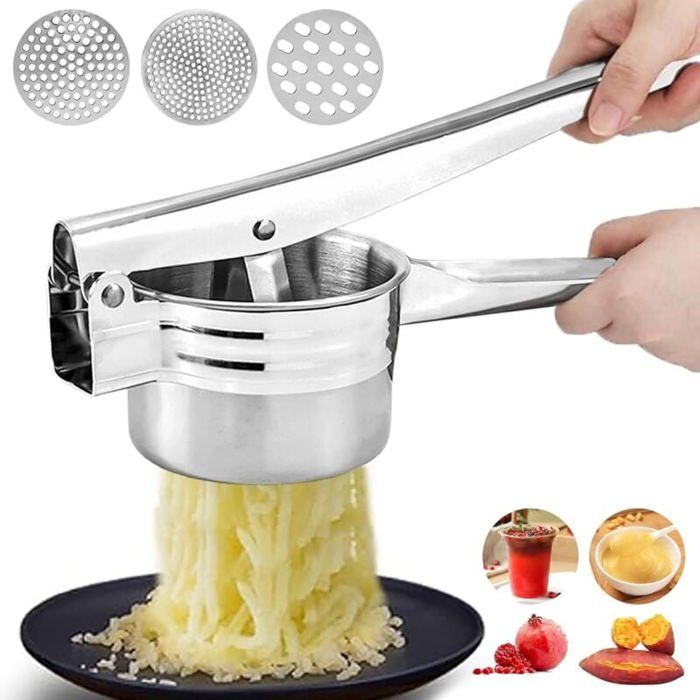 Acheter Mélangeur manuel de pommes de terre en acier inoxydable Presse-purée Presse-purée de patates douces Presse-purée de légumes et de fruits Cuiseur multifonction pour aliments auxiliaires