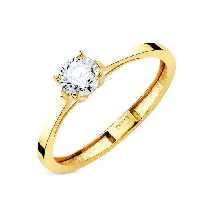 Bague solitaire en or jaune 18 carats avec 4 griffes et un diamant de laboratoire taillé de 050 carat - VS1