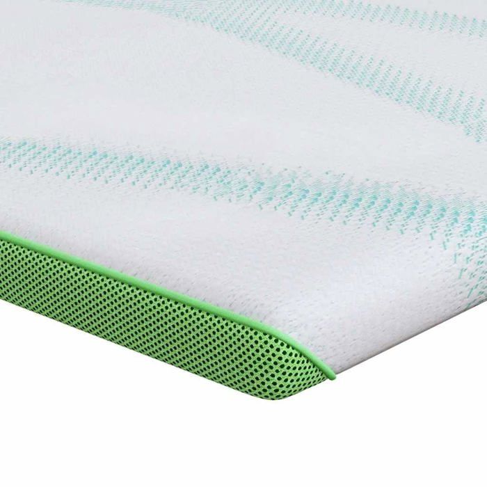 Surmatelas en tissu jacquard - vidaXL - 120x200 cm - Blanc et Vert - Mousse PU - Rafraîchissant - Usage intérieur - Doux