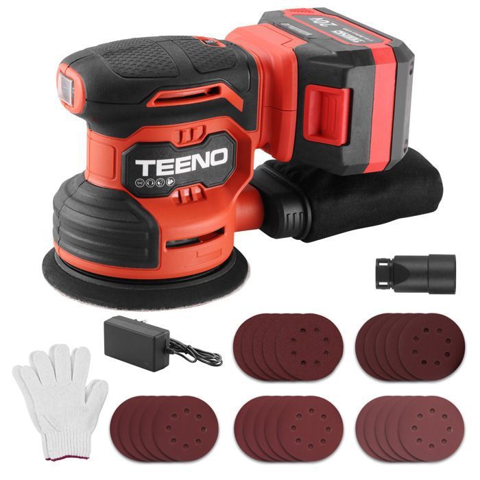 Ponceuse excentrique sans fil - TEENO - 20V - Plateau 125 mm - Batterie 4.0Ah