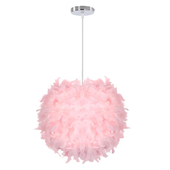 iDEGU Lustre Suspension Luminaire en Plume 35cm Rose