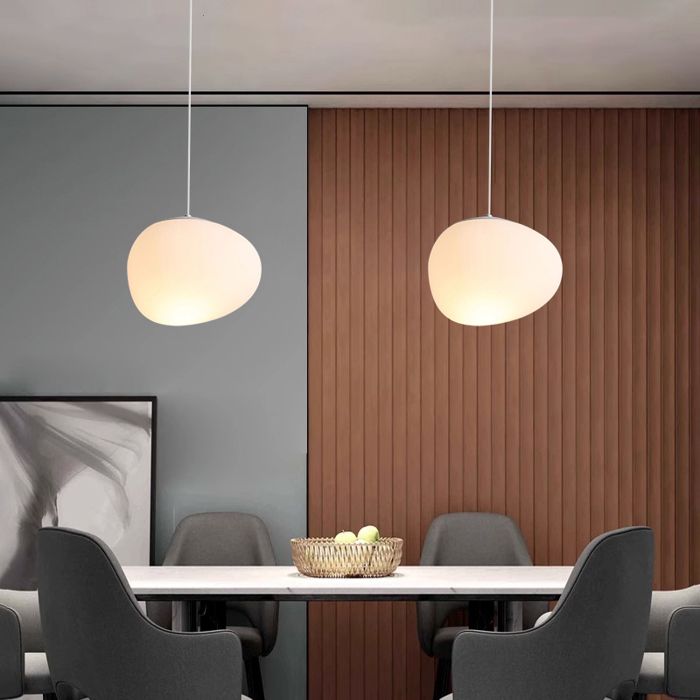 Suspension Luminaire - Forme galets - Blanc - Diamètre 20 cm - Lot de 2