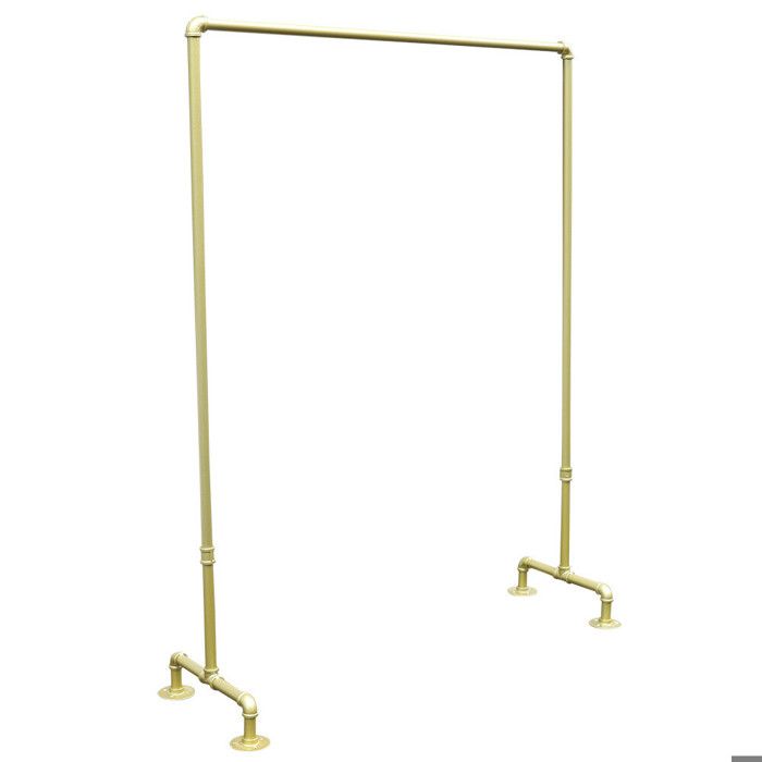 Portant à vêtements en métal doré pour le magasin et la maison Design loft industriel avec tuyaux en fonte malléable 150 x 110 cm