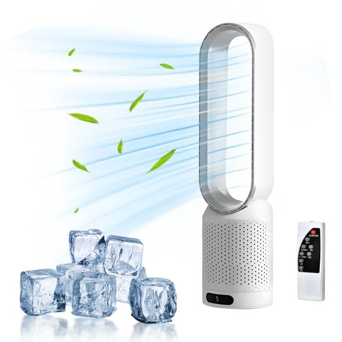 Ventilateur puissant sans pales - 8 vitesses - avec Télécommande - 90° - Minuterie 2H - Ventilateur tour silencieux - portable fan