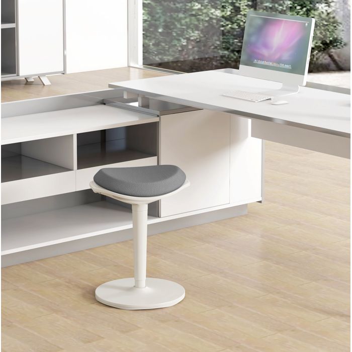 Tabouret de bureau ergonomique oscillant réglable en hauteur mesh gris 120 kg