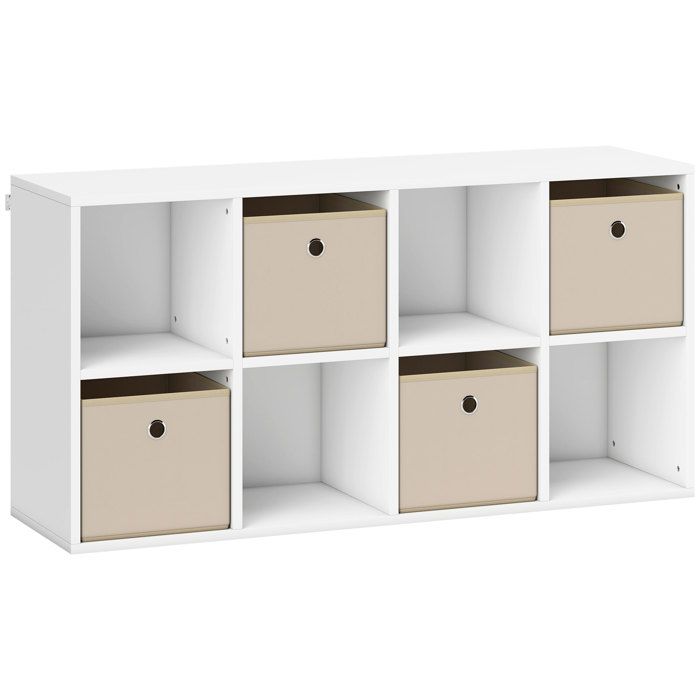 YWJ Étagère 8 Cubes 4 Tiroirs Tissu Horizontal/Vertical 105 9x30x53 7cm Blanc/Beige Rangement