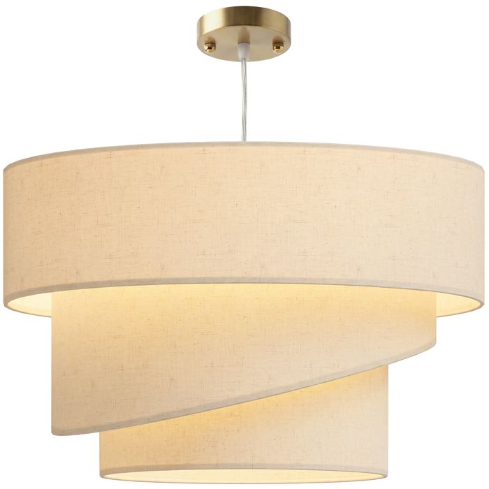 Suspension luminaire - HOMCOM - 3 abat-jour câble réglable 120 cm ampoule non incluse E14 40 W - polyester - 50x50x37 5cm - beige Suspension luminaire - HOMCOM - 3 abat-jour câble réglable 120 cm ampoule non incluse E14 40 W - polyester - 50x50x37 5cm - beige