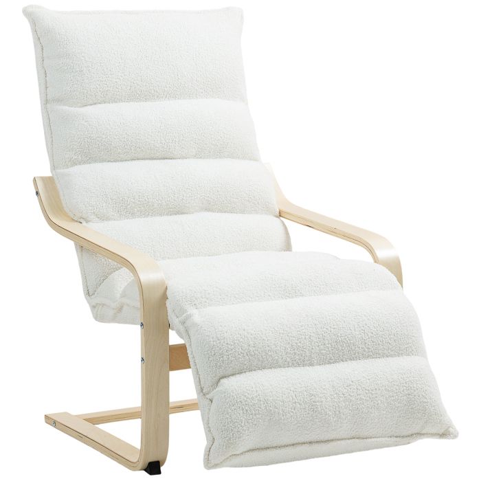 Fauteuil lounge avec repose-pieds réglable dossier haut rembourrage 12 cm cadre en bouleau pour salon chambre