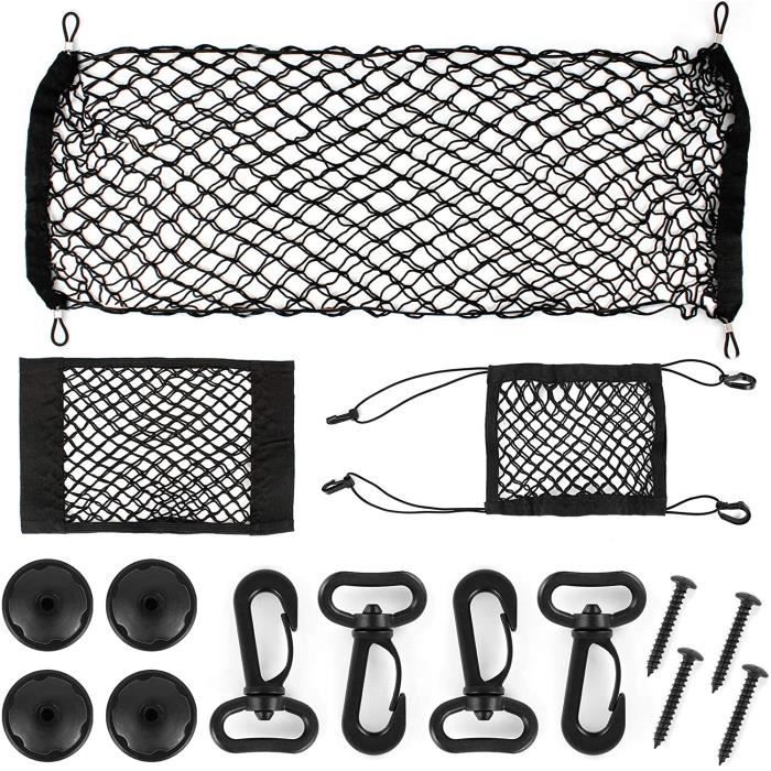 fghfhfgjdfj Filet de Rangement de Coffre de Voiture avec Filet de Rangement de Ruban adhésif Accessoires de Voiture Organisateur dintérieur Pochette pour Bouteilles/épicerie 