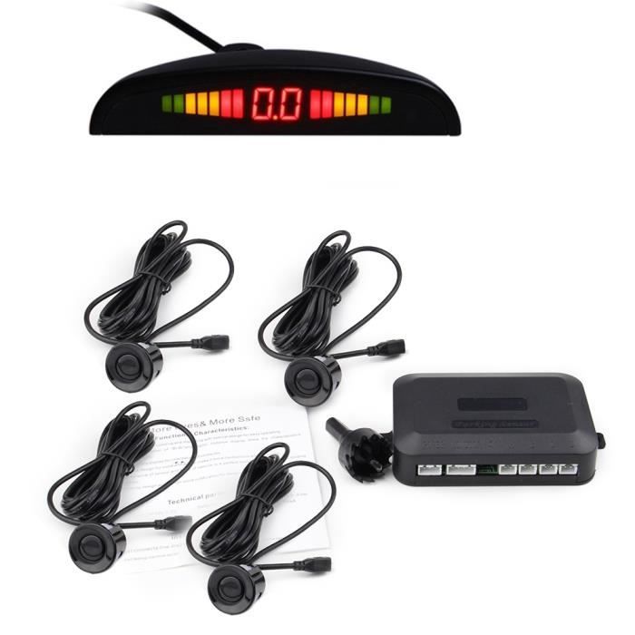 KKmoon Syst/ème de Radar de Stationnement de Voiture Radar Sound Alerte avec 4 Capteurs Argent
