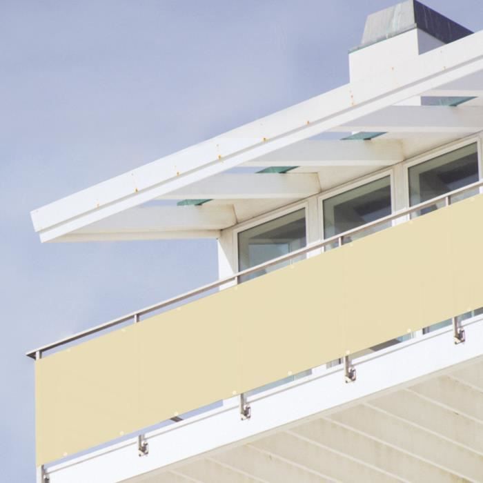 0.9x3.6m, Blanc Frilivin Brise Vue pour Balcon Écran de Balcon Ecran dintimité Toile de Balcon Protection Contre Les Regards